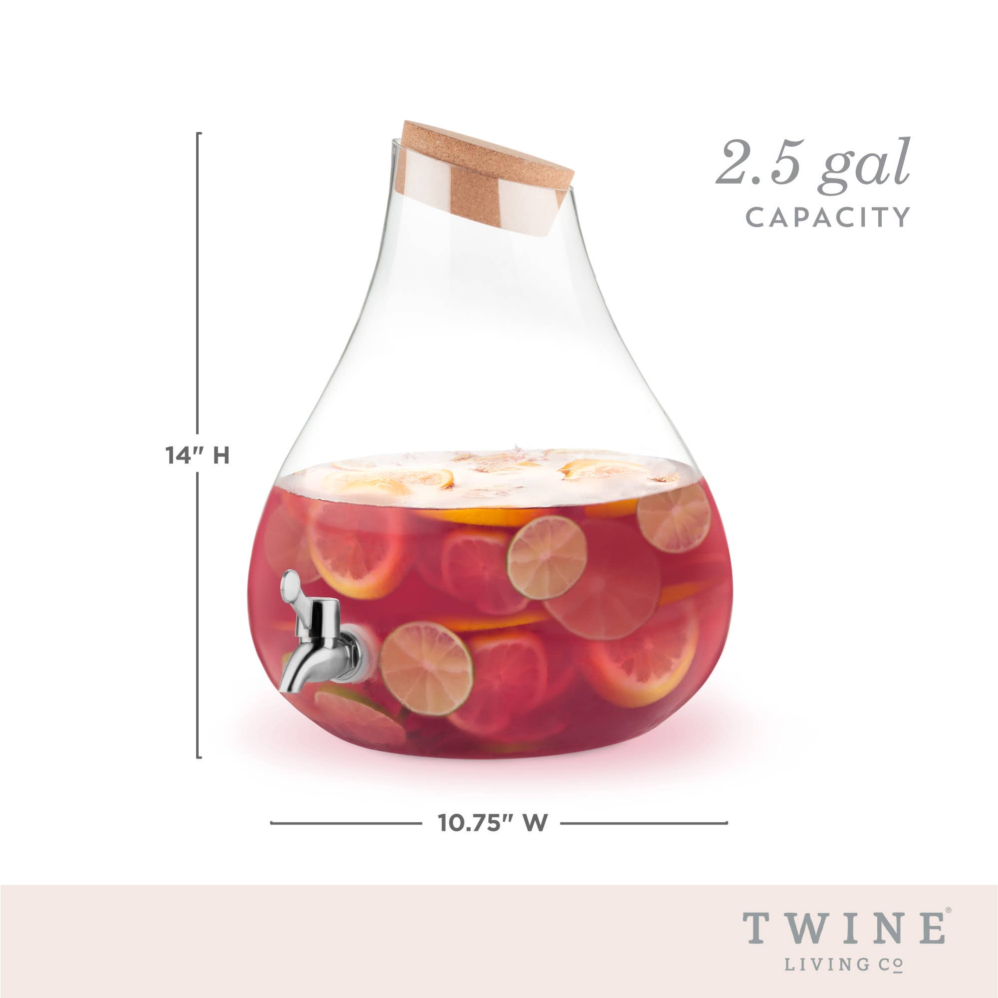 Twine - Wholesale Drink Dispenser - Pearl Shaped Glass Beverage Dispenser with Cork Stopper4