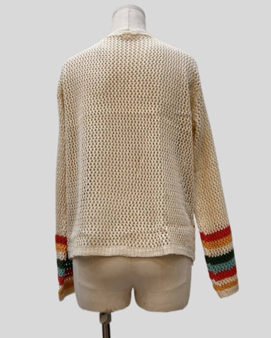 Rosa Clothing - Wholesale Cardigan - Women's - Ethnic Retro Crochet Rainbow Cardigan2