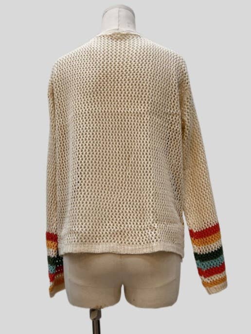 Rosa Clothing - Wholesale Cardigan - Women's - Ethnic Retro Crochet Rainbow Cardigan2