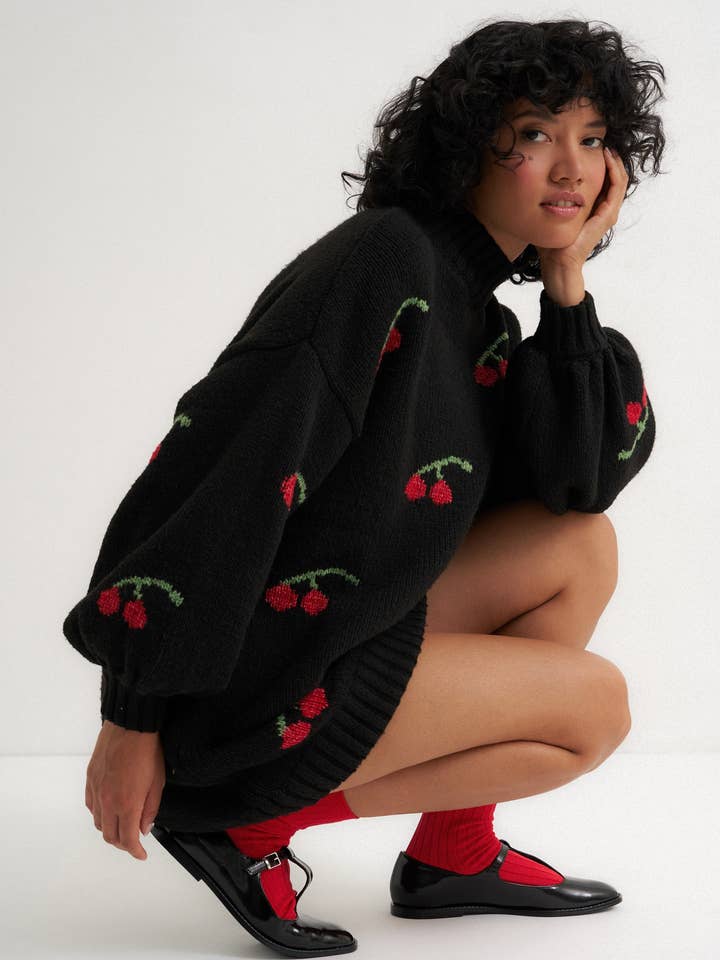 Bellamy Mini Dress - Black Cherry for wholesale by Callahan Knitwear