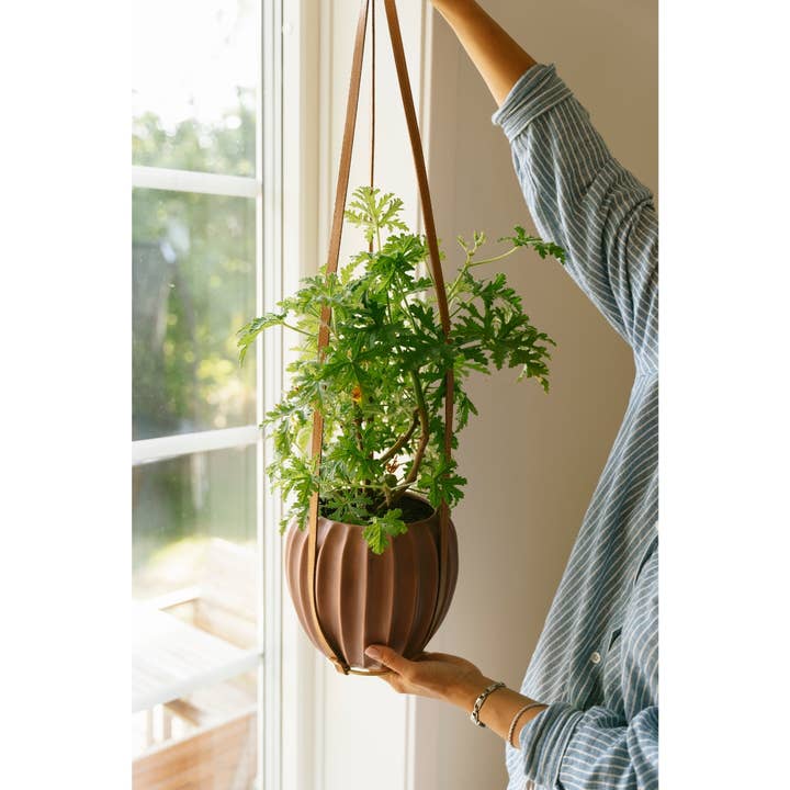 OMOM - Wholesale Grocery/Shopping Bag - OMOM Hanging planter in vegetable-tanned l1