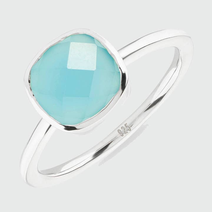 Mondello Aqua Chalcedoon Zilveren Ring voor wholesale door Auree Jewellery