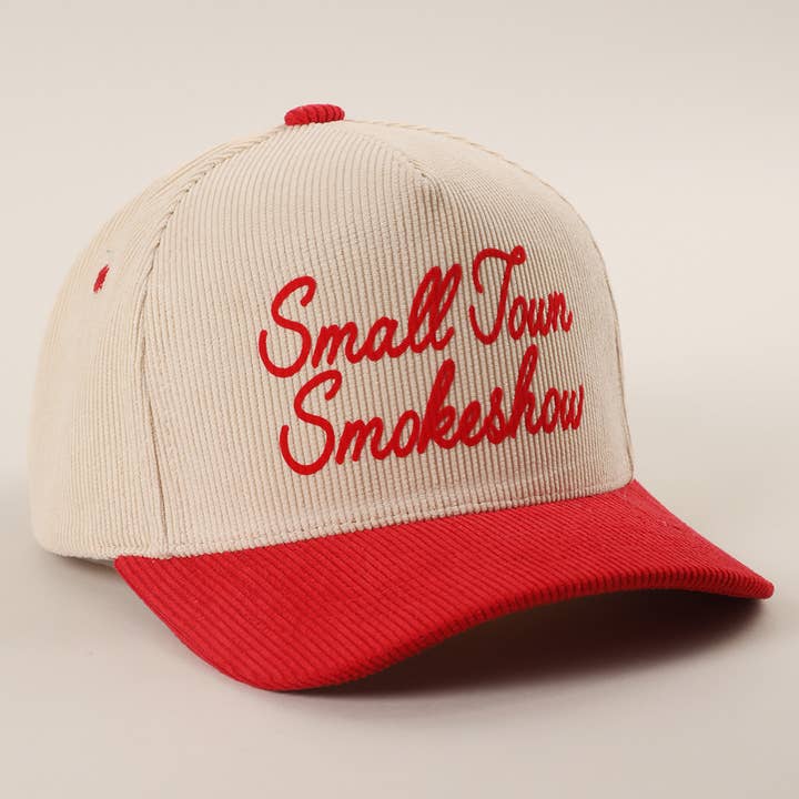 Fashion City - Wholesale Trucker Hat - Unisex - SMALL TOWN SMOKESHOW Heat Press Corduroy Trucker Hat 12