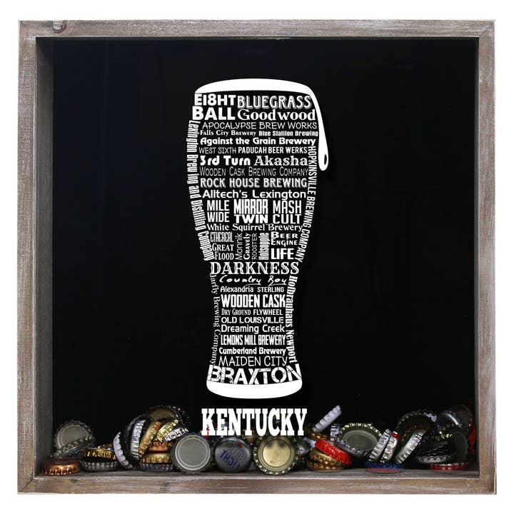 Torched Products - Wholesale Wall Accent - Cap Collector-Beer Typography Shadow Box - Farmhouse Antique15