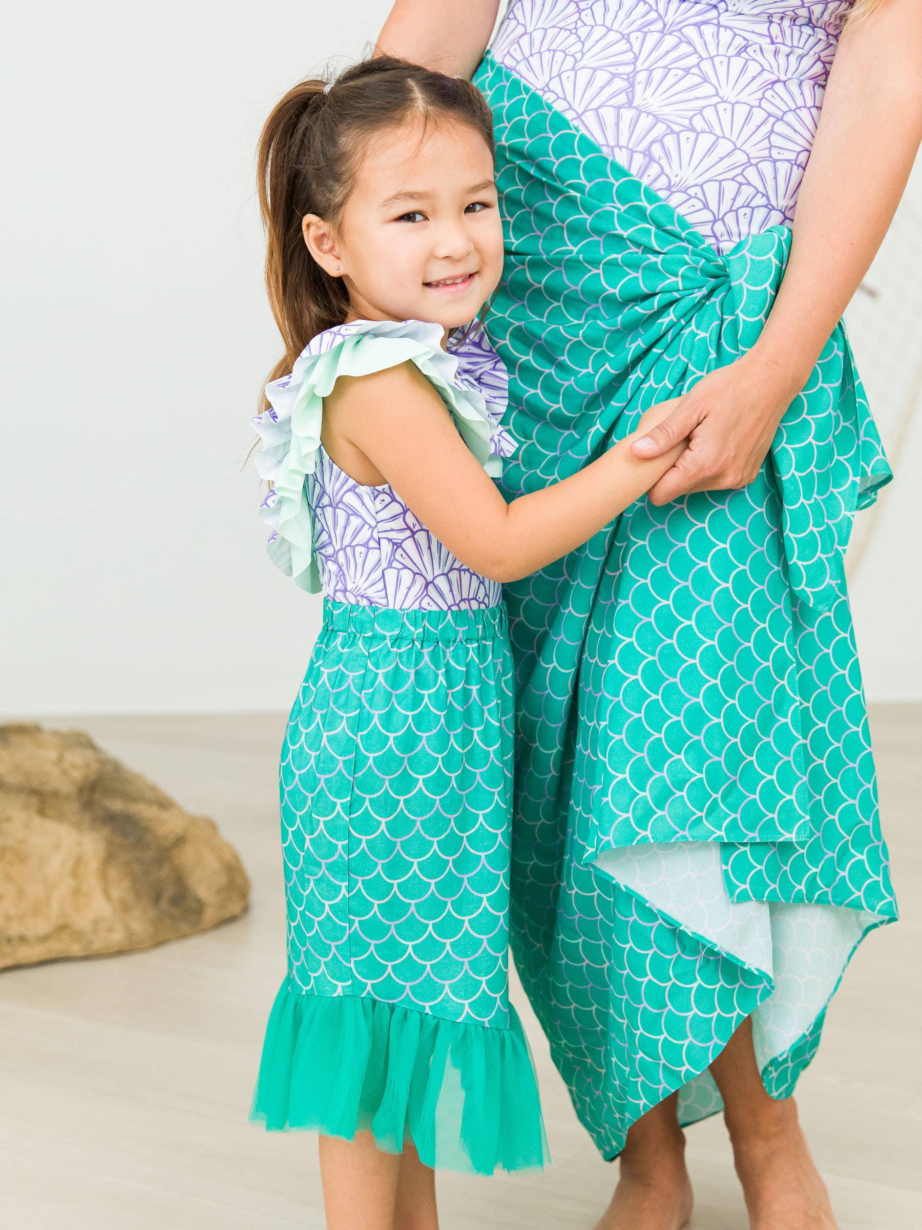 White Girls Marine Green Scales Mermaid Tail Skirt Cover-Up for wholesale on Faire3