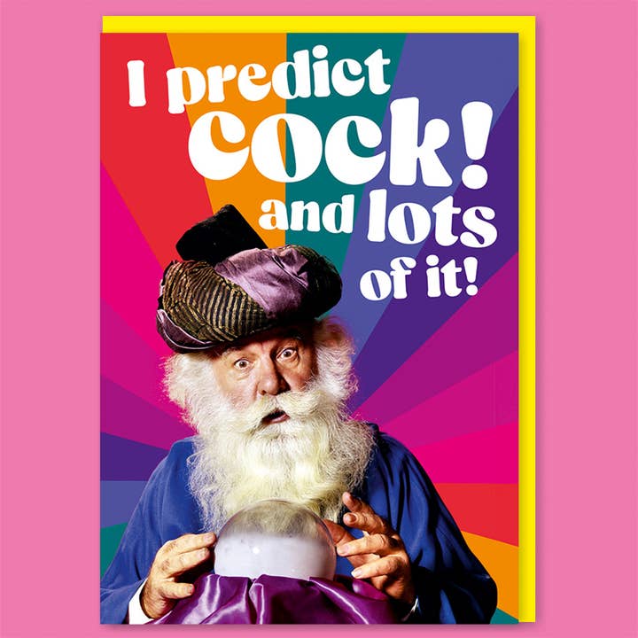 I predict cock Greeting Card for wholesale by Dean Morris Cards