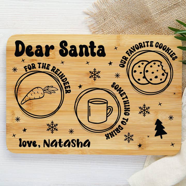 Custom Santa Cookie Plate | Christmas Eve Cookie Tray for wholesale by Oak Vine Designs