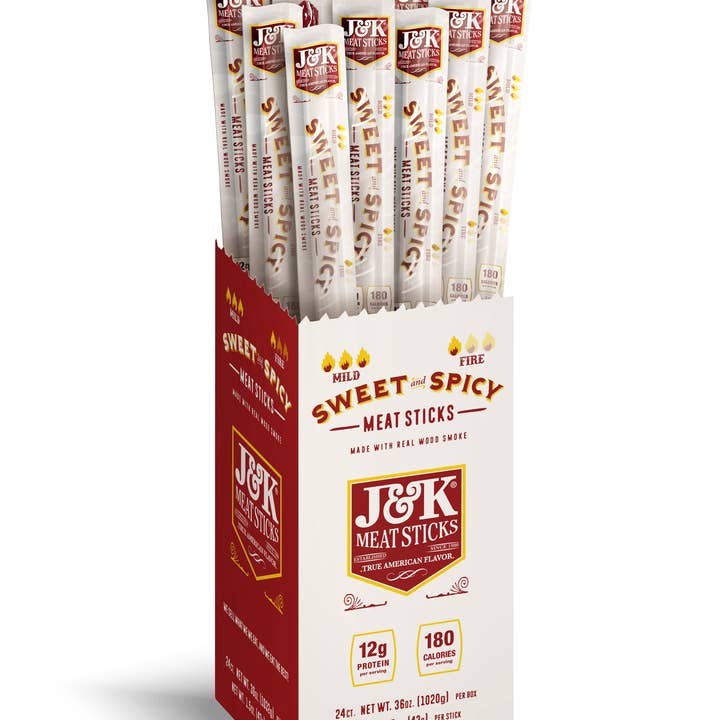 J&K Distributors - Wholesale Jerky - J&K Beef Jerky - Sweet & Spicy Flavor Sticks 24 Ct.