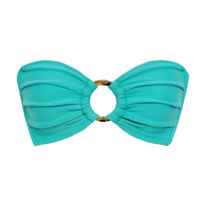 Top de bikini tipo bandeau Tori Ties en color verde azulado para venta al por mayor de Montce