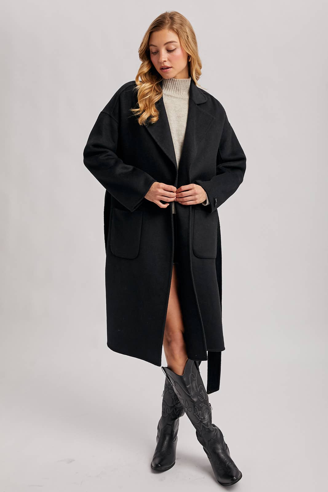 Bluivy - Wholesale Coat - Women's - HANDMADE BELTED LONGLINE COAT23