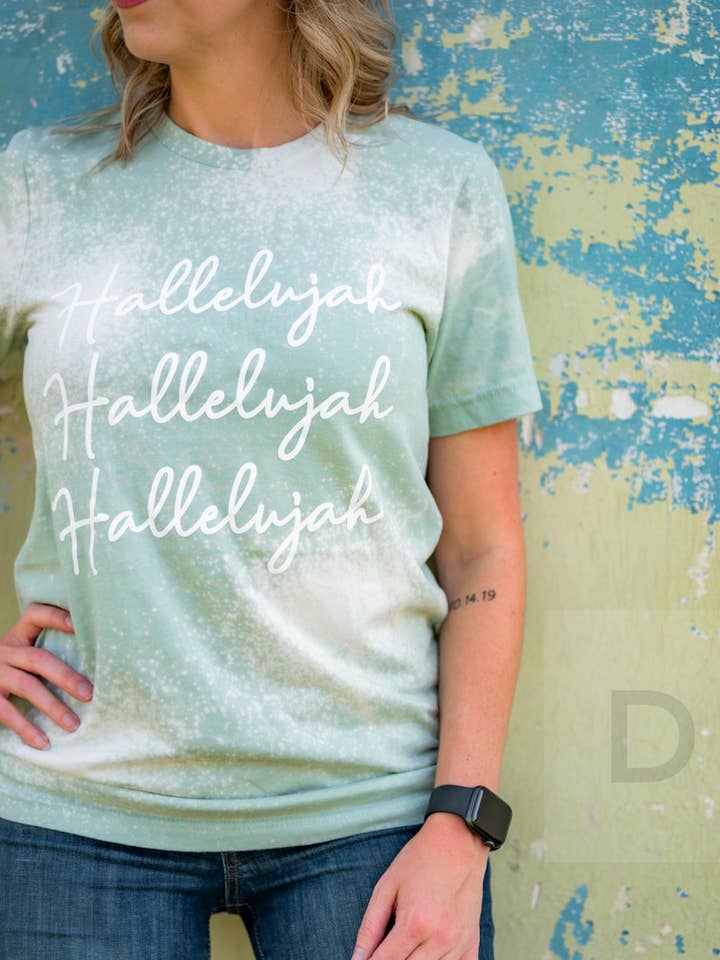 Hallelujah Bleached Graphic Tee for wholesale by D&E Tees
