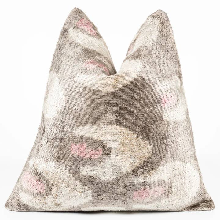 Handmade 16x16 Velvet Throw Pillow – Beige, Pink, Gray Tones for wholesale by Canvello