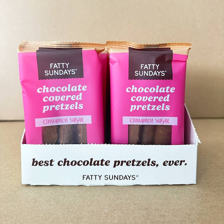 Fatty Sundays - Vente Friandises enrobées de chocolat - Bâtonnets de bretzel au chocolat au lait et sucre à la cannelle (lot de 3)3