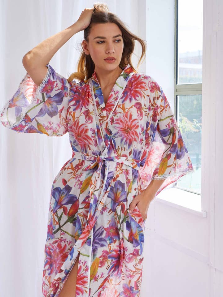 Lilly Flora Cotton Voile JP Kimono for wholesale by Cottonreal