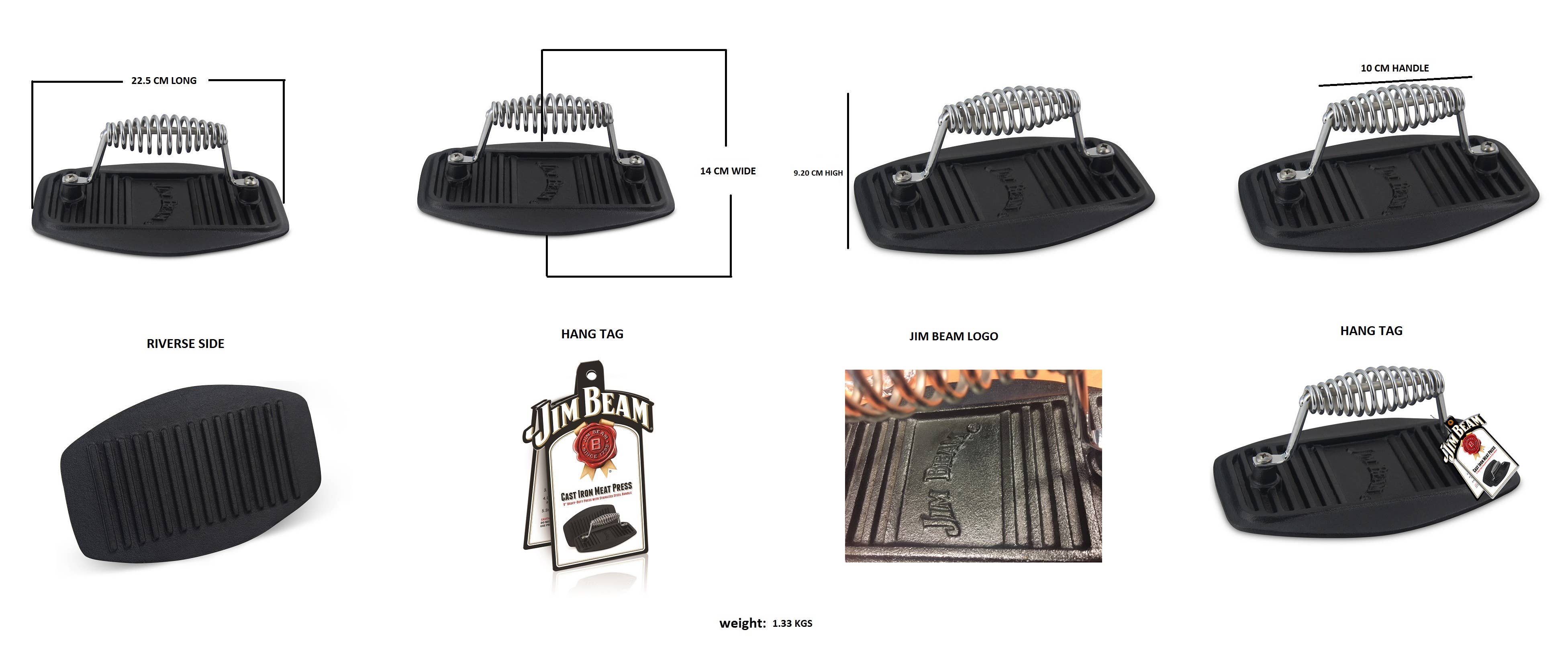 Style Asia - Wholesale Kitchen Tool/Gadget - Jim Beam 9" Stainless Steel Cast Iron Meat Press4