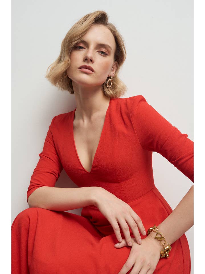 Bruna - Venta al por mayor Vestido - Mujer - Vestido Fifi Rojo Coral · Iconics ·2