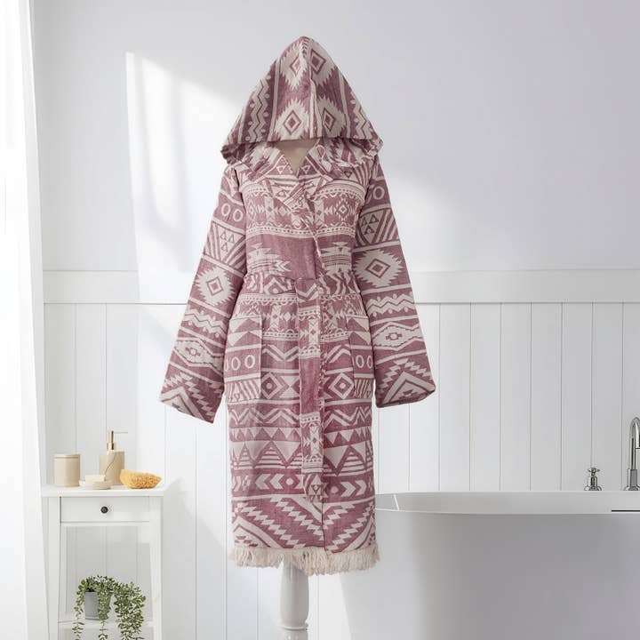 Accappatoio Kimono con cappuccio estivo leggero in cotone turco per la vendita all'ingrosso da parte di Kikoya