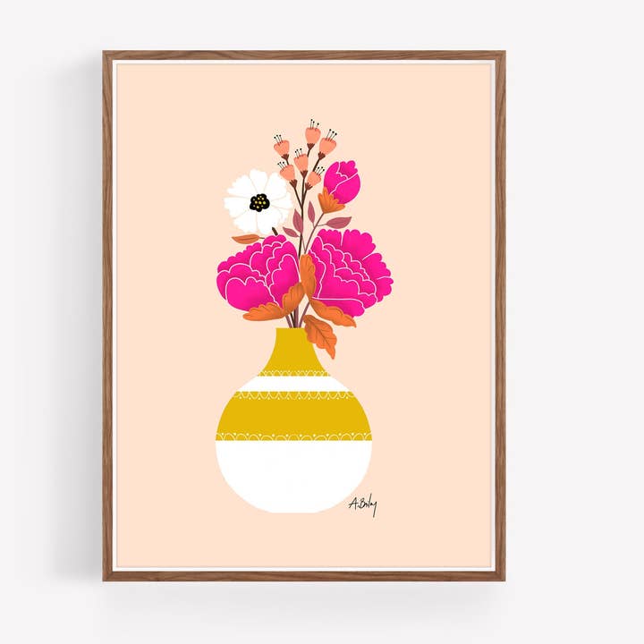 Golden - floral illustration print for wholesale by Annie Bailey Art