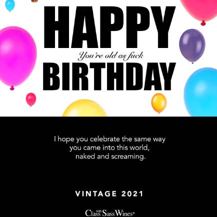 Class With Sass Party Decor - Wholesale Gift Tag Label - Happy Birthday - "Naked And Screaming". Funny Wine Labels!1