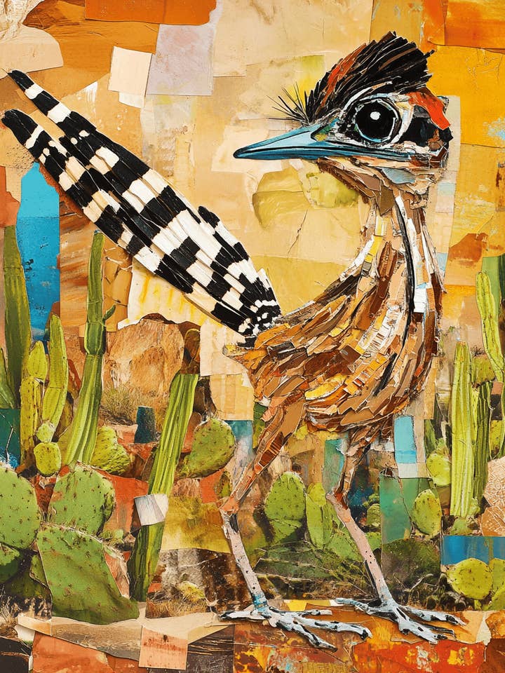 Alert Roadrunner - American Southwest Art Prints - 8"x10" Artwork for 11"x14" Frame for wholesale by Mowbi