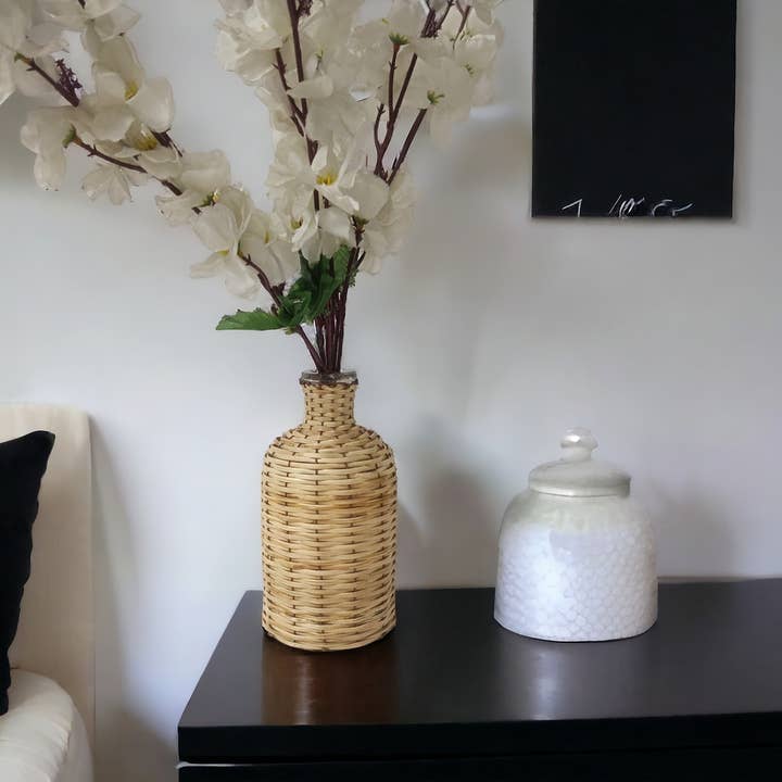 Valor Home Goods – Großhandel Vasen – Handgefertigte Boho-Heimdekoration Bambus- und Glasblumenvase1