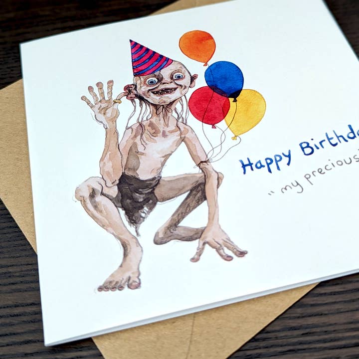 Hes Designs - Vente Cartes d'anniversaire - Carte d'anniversaire Gollum, carte de vœux SDA1