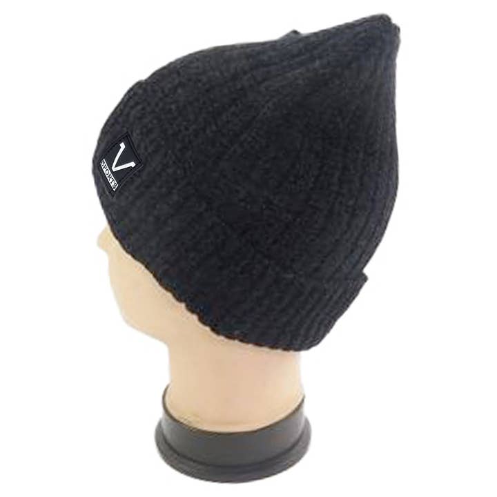 Cap Zone - Wholesale Beanie - Unisex - Chenille Fleece Lined Flat Knitted Cuffed Beanie