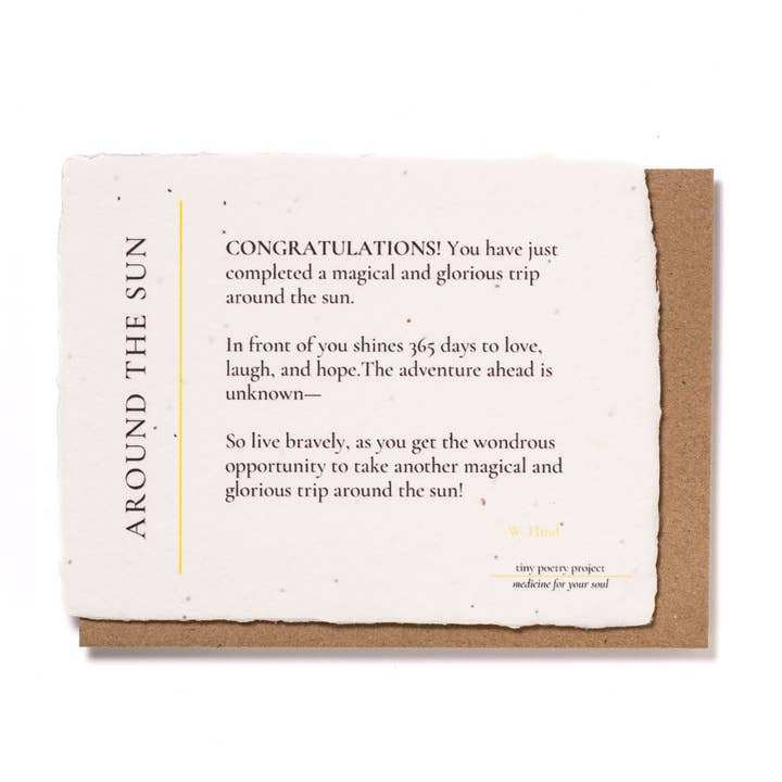 Around the Sun: Plantable Wildflower Birthday Card for wholesale by tiny poetry project