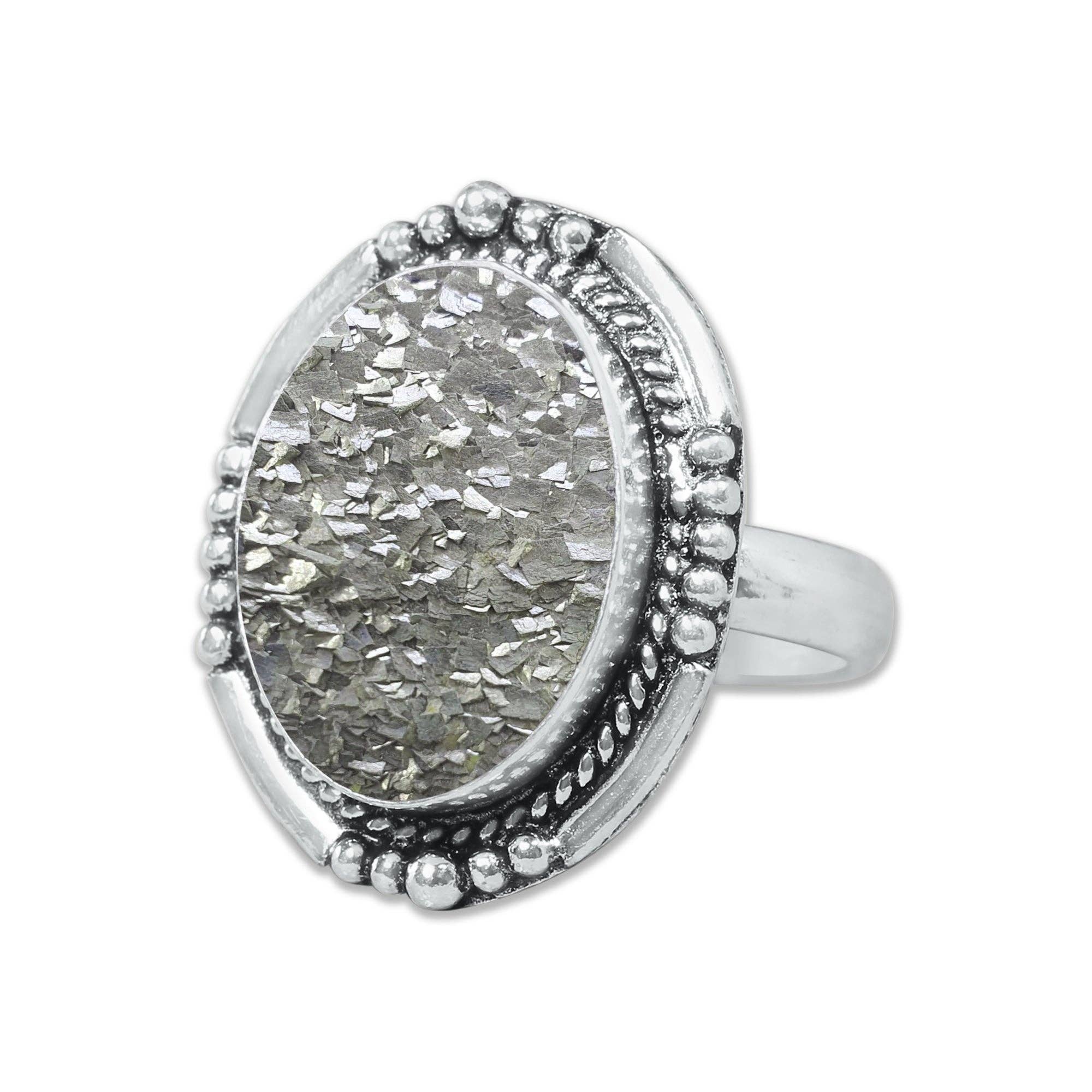 Handmade Jewels - Wholesale Cocktail/Statement Ring - Pyrite Druzy Rings – Handmade, Silver-Plated, Sparkling Natural Stone (Made to Order)20