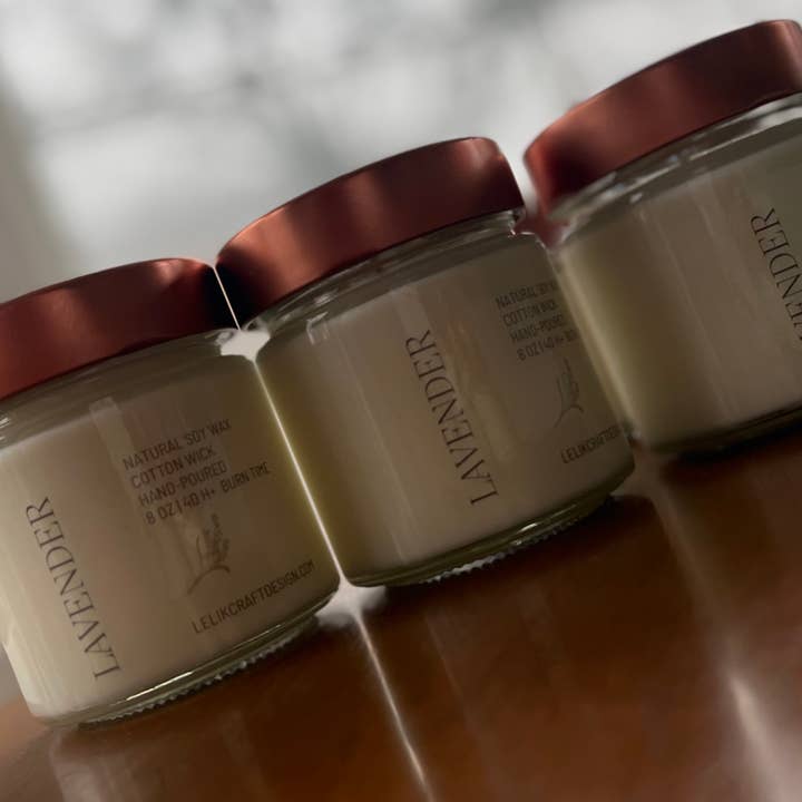 Lelik Craft Design - Wholesale Jar/Filled Candle - Soy Wax Scented Candle in Glass Jar: 8 oz and 3.5 oz3