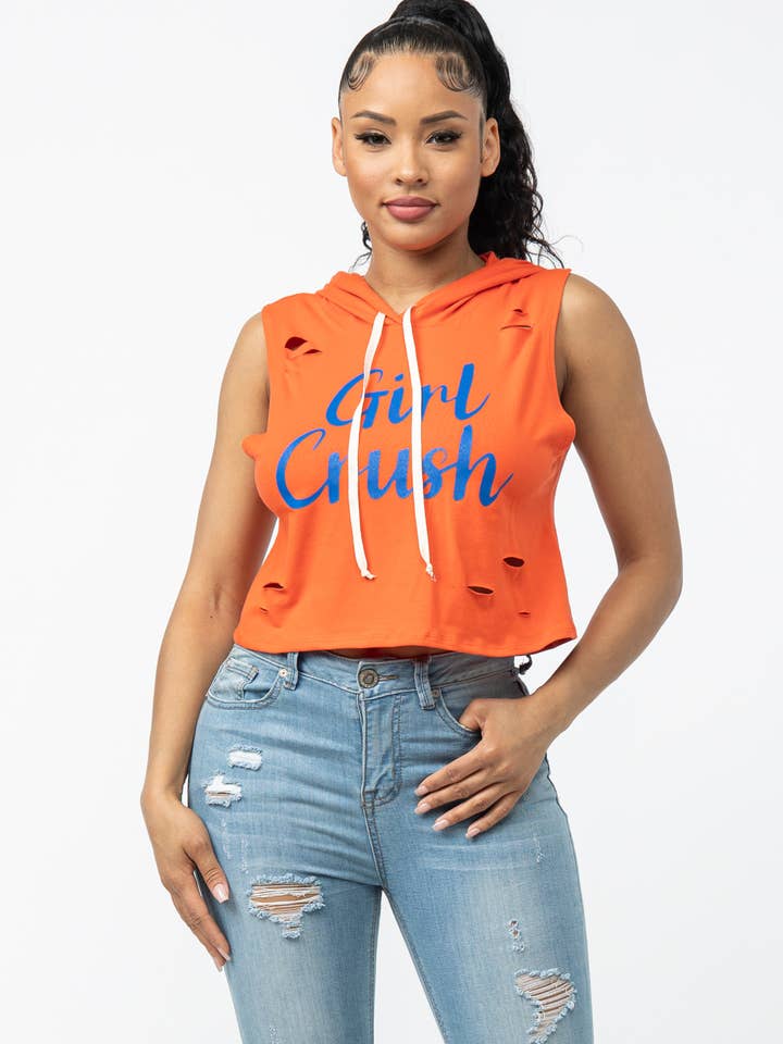 Julia by LoveJ - Wholesale Hoodie - Women's - Front Screen Laser Drawstring Hoodie Top