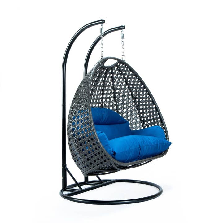 LeisureMod - Wholesale Egg Chair - Modern Charcoal Wicker Hanging Double Seater Egg Swing Chair42