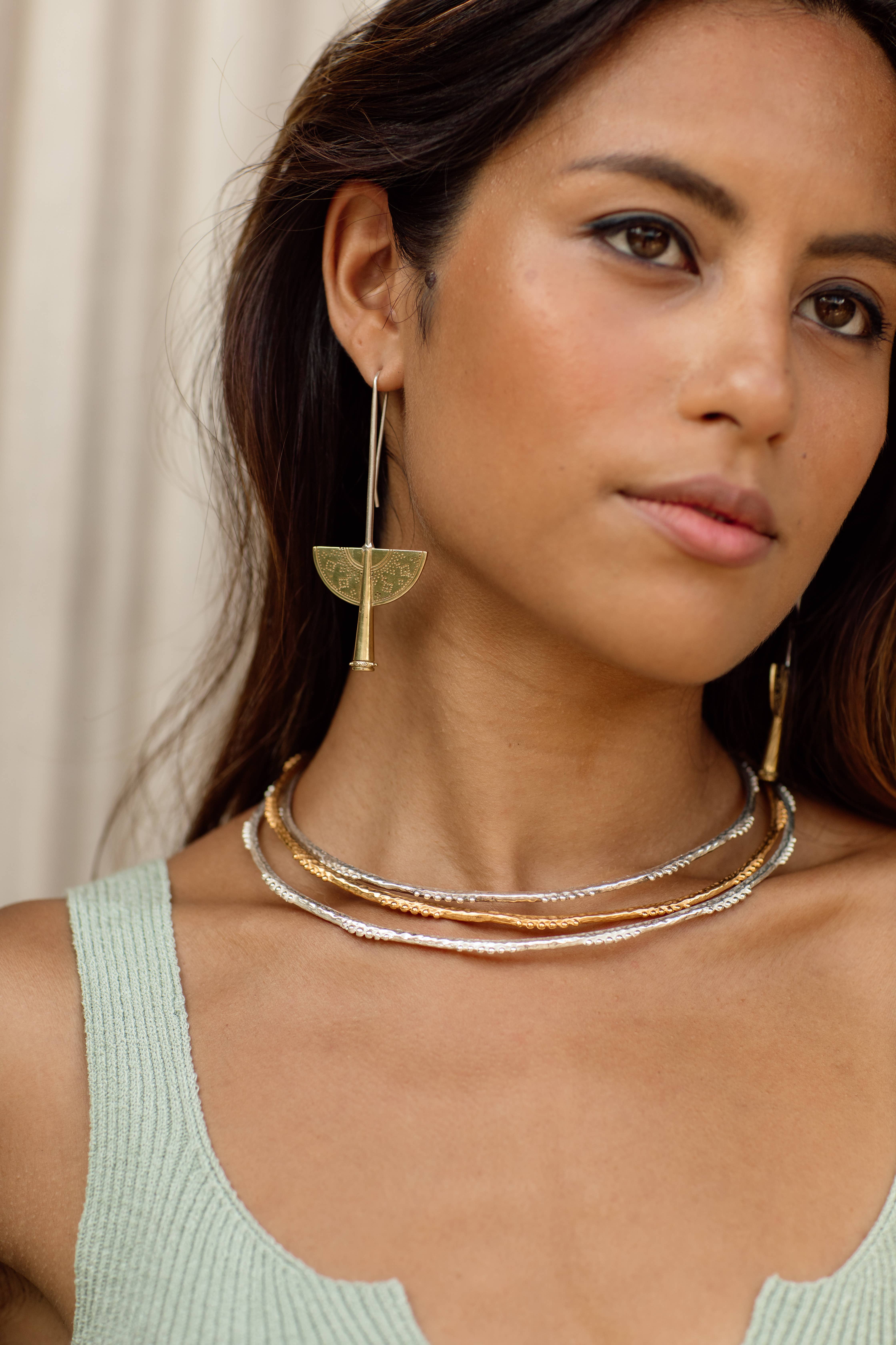 Nakila Collective - Wholesale Dangle Earrings - The Namu earrings - Brass / Silver combo3