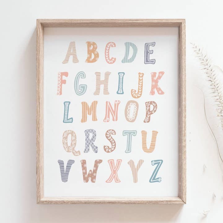 Rainbow Alphabet Illustration / Handmade Giclée Print for wholesale by Bleu Marie Artwork