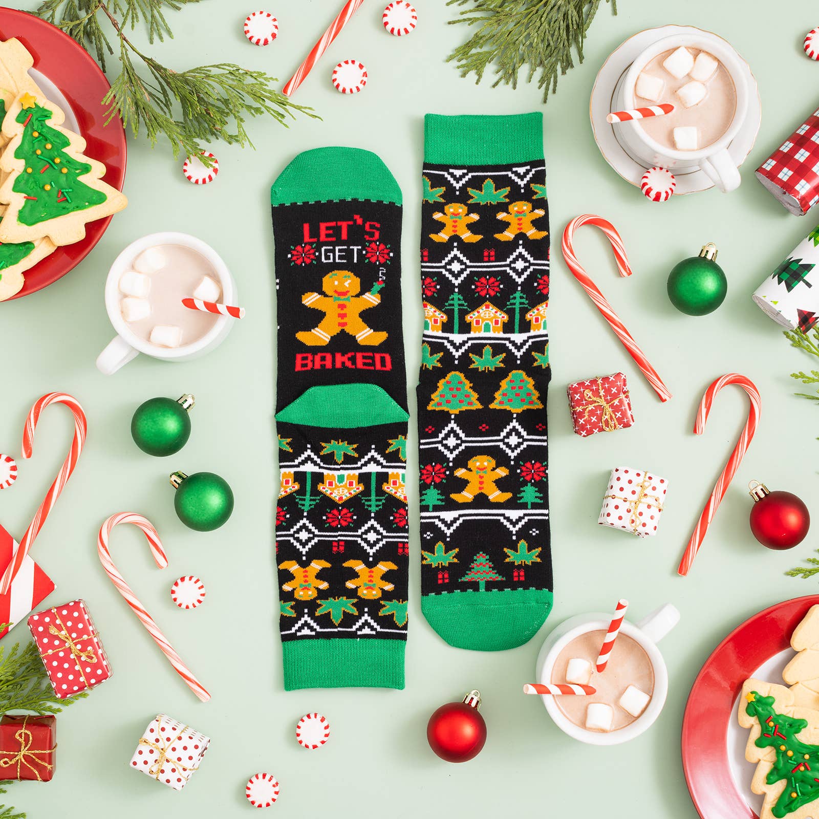 Lavley – wholesale Socks – Unisex – Let's Get Baked (Christmas) Socks7