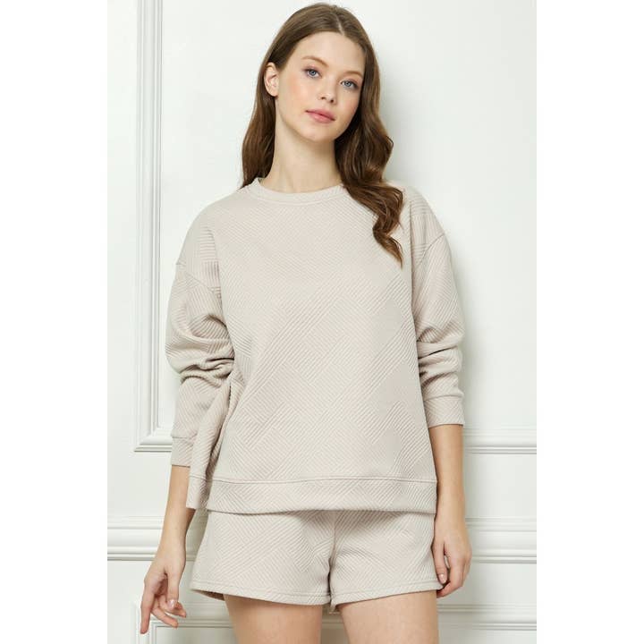 Patterned French Terry Short Sleeve Top for wholesale by Veveret