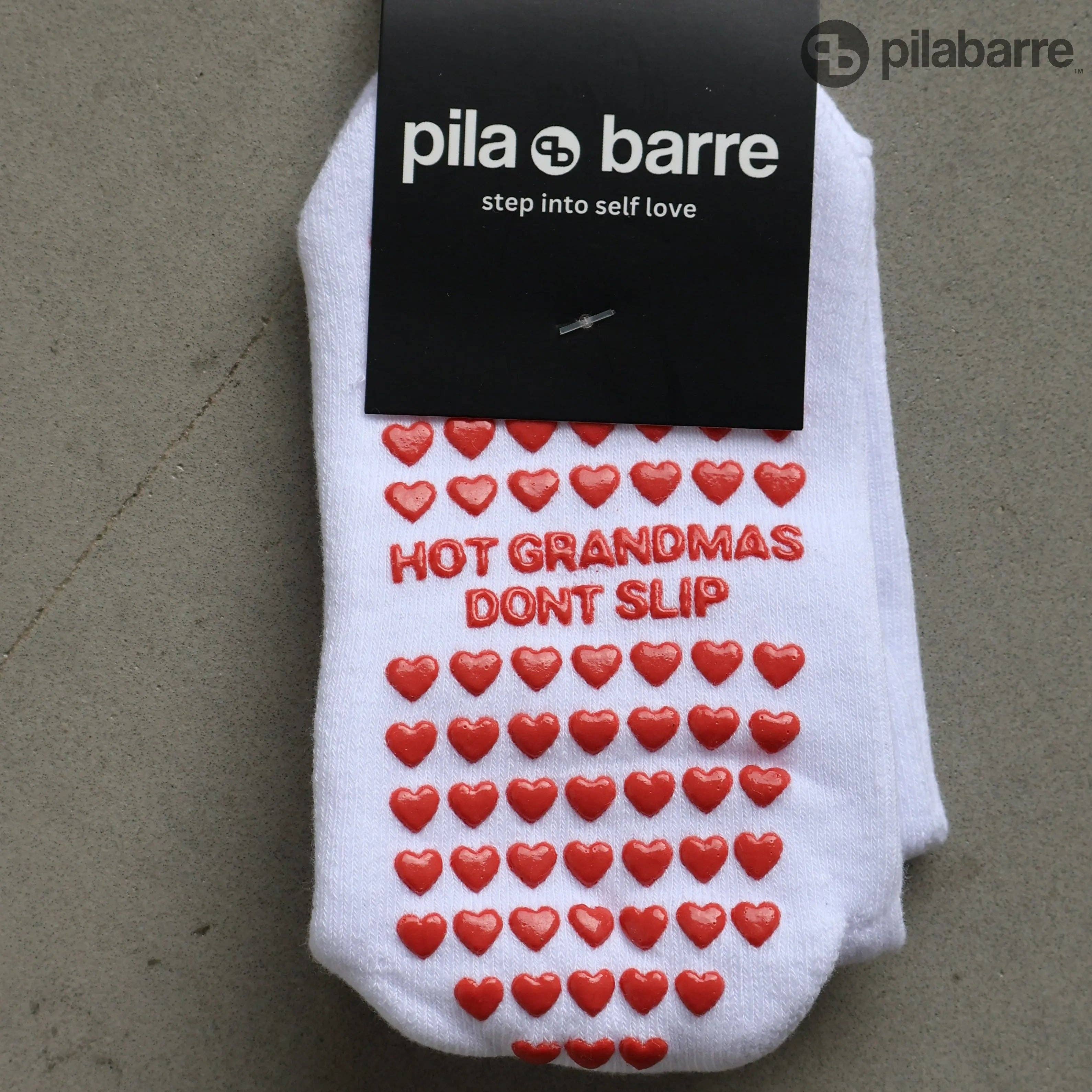 Pilabarre - Venta al por mayor Calcetines - Mujer - Calcetines antideslizantes "Las abuelas sexis no resbalan" - Blanco/Rojo2