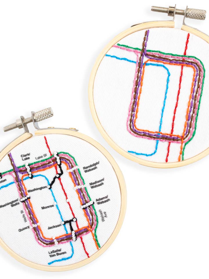 Chicago "L" Loop Ornament Embroidery Kit for wholesale by kdornbier embroidery
