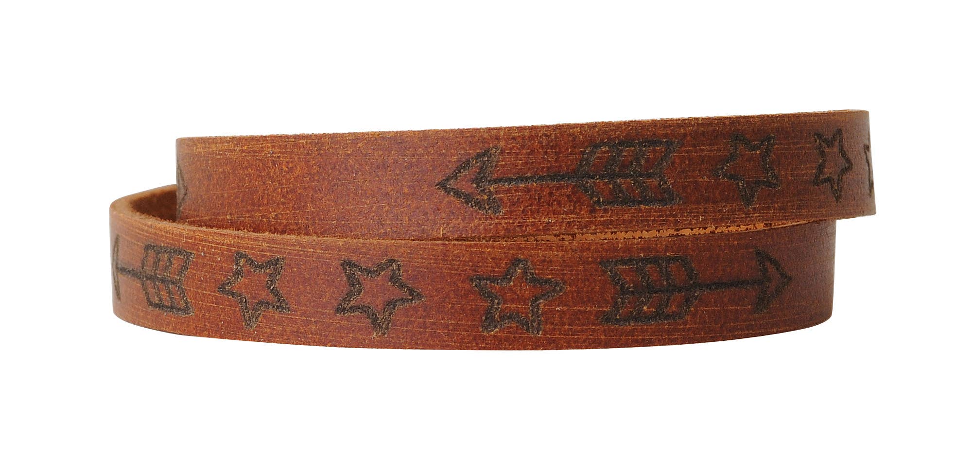 Most Wanted USA - Wholesale Bangle Bracelet - Arrow and Star Tooled Double Wrap Bracelet0