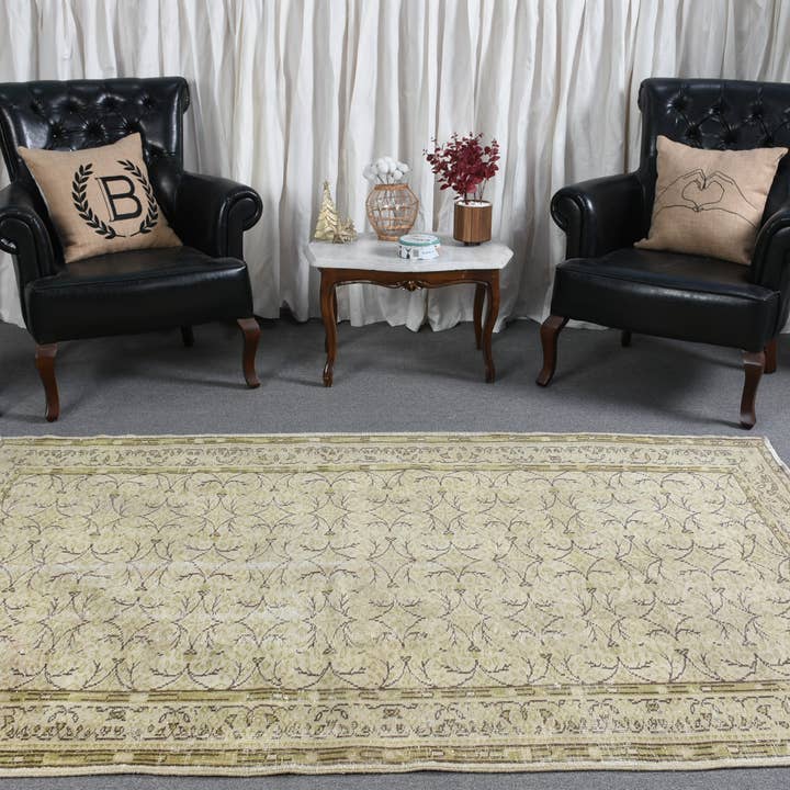 Handgemaakte beige tapijt, 5x7,6 ft patchwork vloerkleed voor wholesale door Vintage Rugs Loom