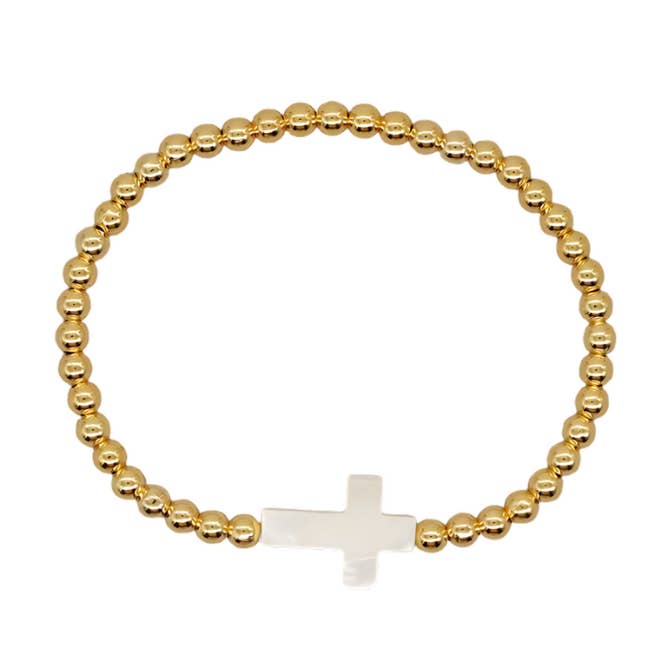 Deep South Originals, LLC - Wholesale Beaded Bracelet - Sophia Pearl Cross Bracelet ~ Deep South Originals