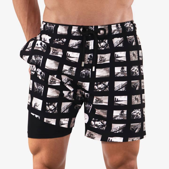 Men’s Premium Compression-Lined Hybrid Shorts – Miami Film for wholesale by CAPELLE MIAMI