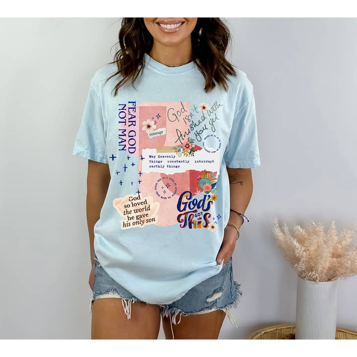 God Is Working Patchwork Graphic Tee for wholesale by Flener’s Boutique