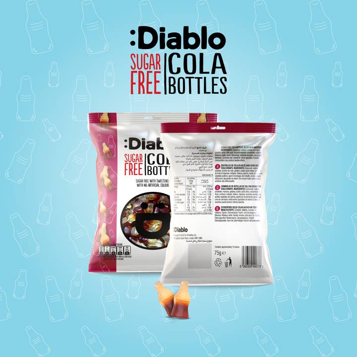 Diablo Sugar Free - Wholesale Hard Candy - :Diablo Cola Bottles Sweets 75g1
