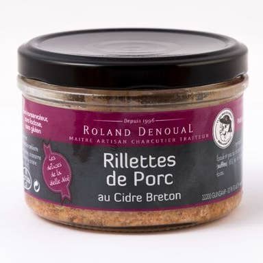 Varkensvleesrillettes met cider 180G voor wholesale door Charcuterie Roland Denoual