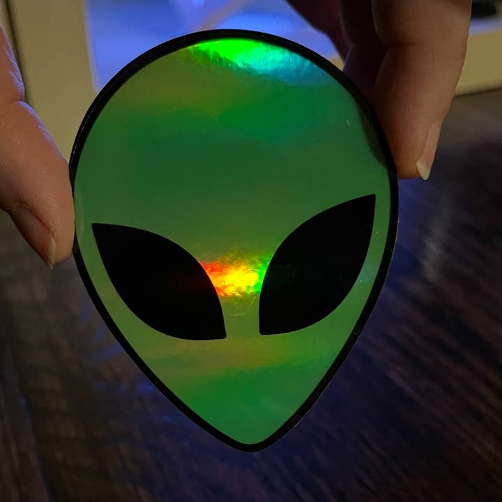 Alien Holographic Sticker - Decal 90s 2000s Y2K Rave for wholesale by Designs by Rebecca Goldberg