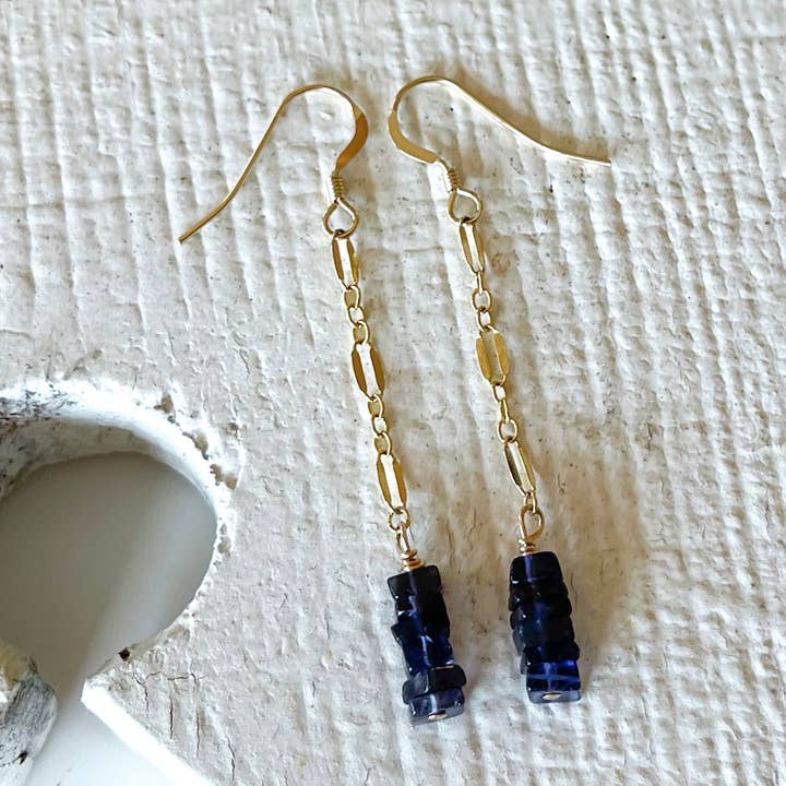 Kyanite Gold Filled Gemstone Dangle Earrings for wholesale by Hello Heather
