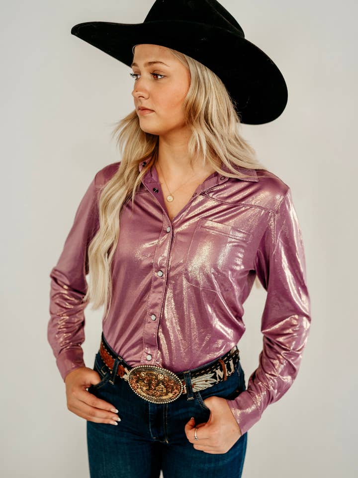 Legends and Mavericks Apparel – wholesale Buttoned-down shirt – Women's – Lilac Pearl Snap