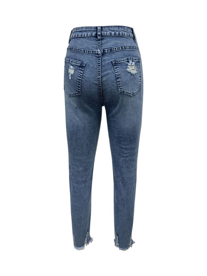 Medium Distressed Raw Hem Jeans with Pockets for wholesale on Faire