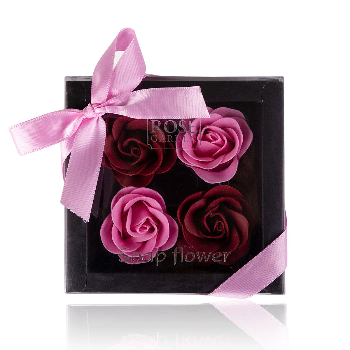 VewoTex - Wholesale Bath Bomb/Fizz - Bath Roses Gift Box with 4 x 4g » Bath Confetti | Soap Roses in Dark Gift Packaging with Ribbon | Rose Scent2